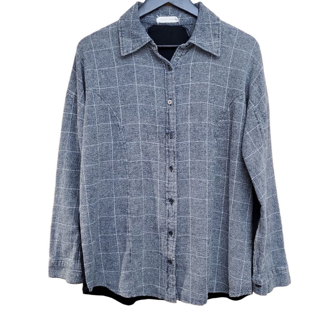 Gilded Intent Long Sleeve Button Collared 2 Tone Women's LG